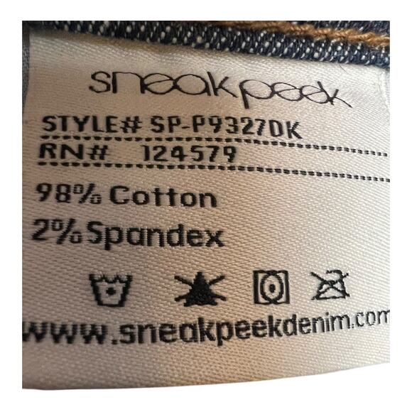 Sneak Peek Womens Jeans 11 Distressed Low Rise Blue Denim Pants Raw Hem - Picture 5 of 5